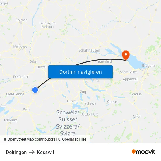Deitingen to Kesswil map