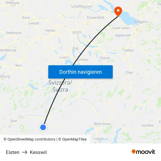 Eisten to Kesswil map