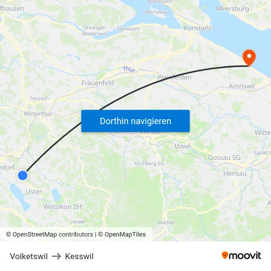 Volketswil to Kesswil map