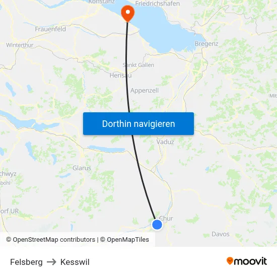 Felsberg to Kesswil map