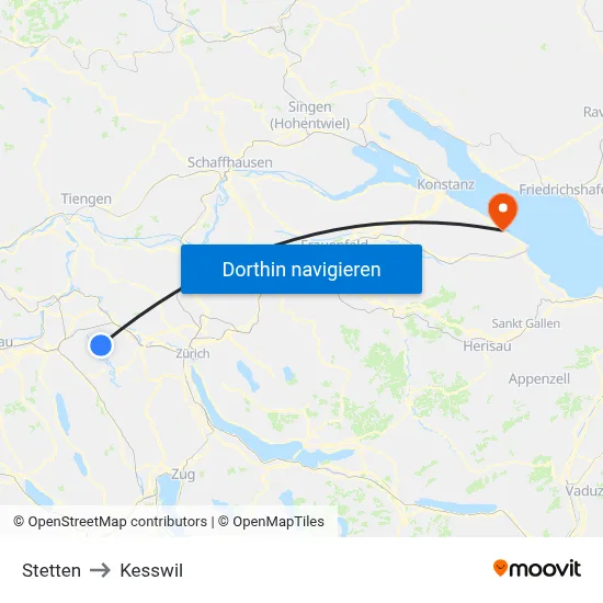 Stetten to Kesswil map