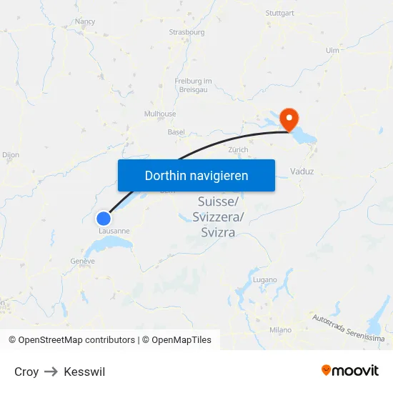 Croy to Kesswil map