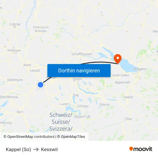 Kappel (So) to Kesswil map