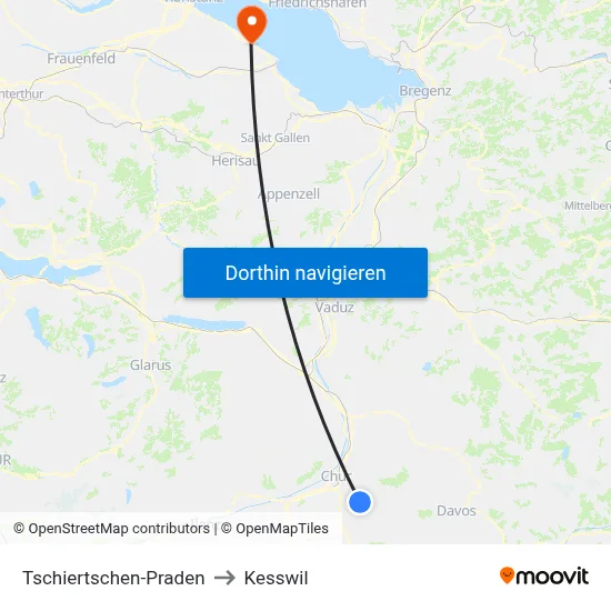 Tschiertschen-Praden to Kesswil map