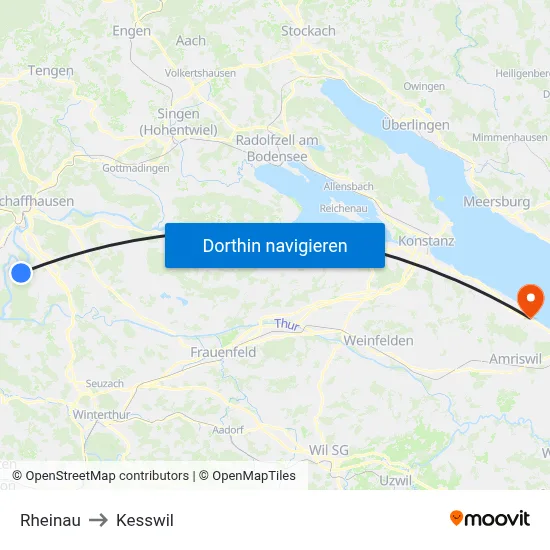 Rheinau to Kesswil map