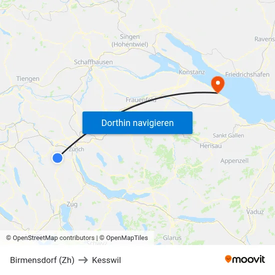 Birmensdorf (Zh) to Kesswil map