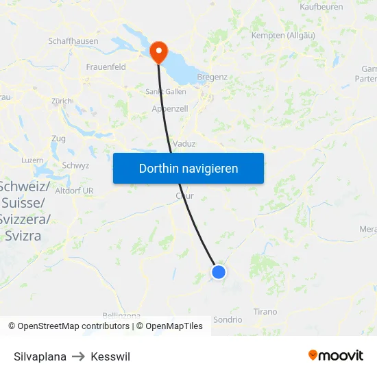 Silvaplana to Kesswil map