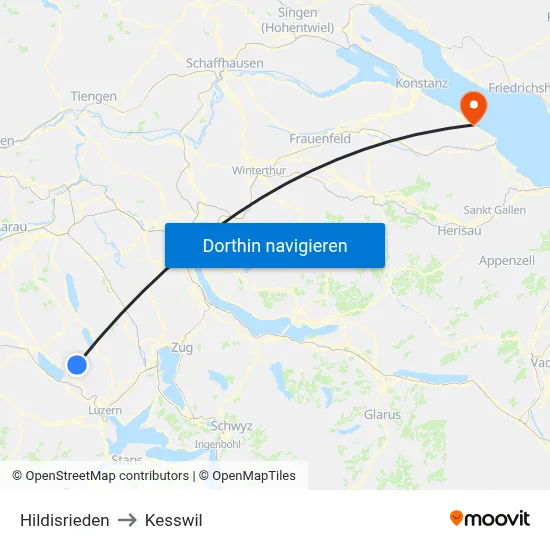 Hildisrieden to Kesswil map