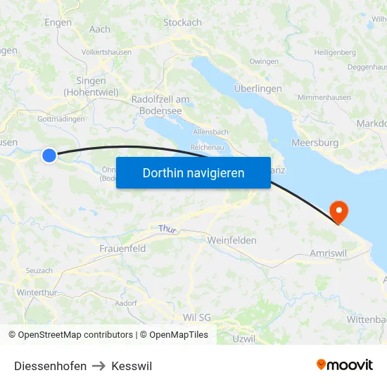 Diessenhofen to Kesswil map