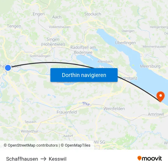 Schaffhausen to Kesswil map