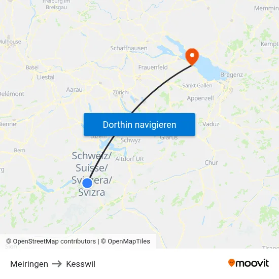 Meiringen to Kesswil map