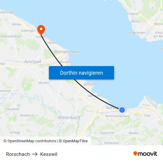 Rorschach to Kesswil map