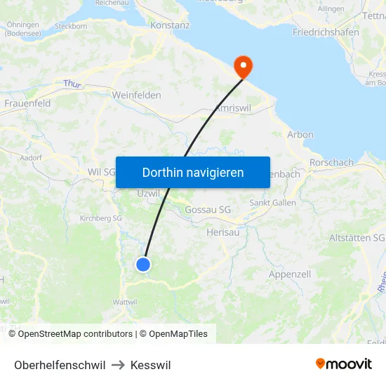 Oberhelfenschwil to Kesswil map