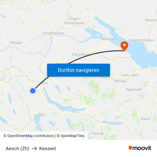 Aesch (Zh) to Kesswil map