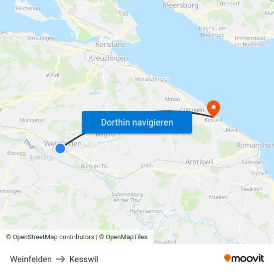 Weinfelden to Kesswil map