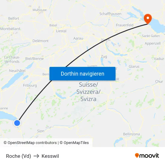 Roche (Vd) to Kesswil map