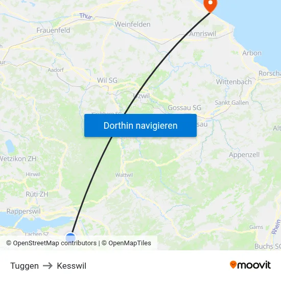 Tuggen to Kesswil map