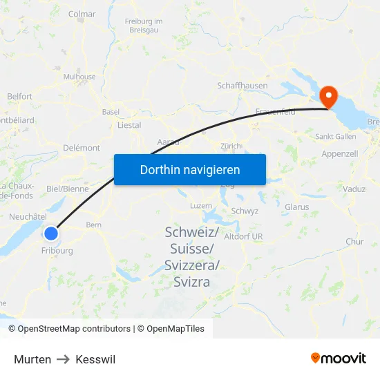Murten to Kesswil map