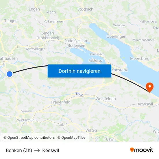 Benken (Zh) to Kesswil map