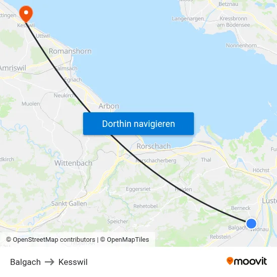 Balgach to Kesswil map