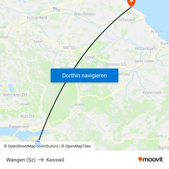 Wangen (Sz) to Kesswil map