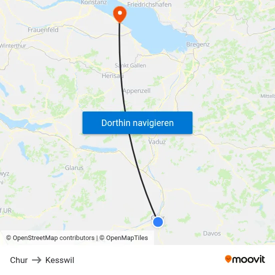 Chur to Kesswil map