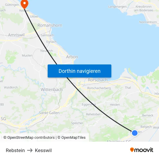Rebstein to Kesswil map