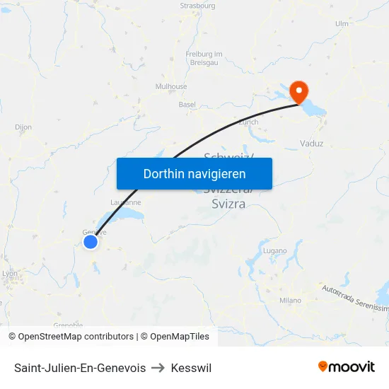 Saint-Julien-En-Genevois to Kesswil map