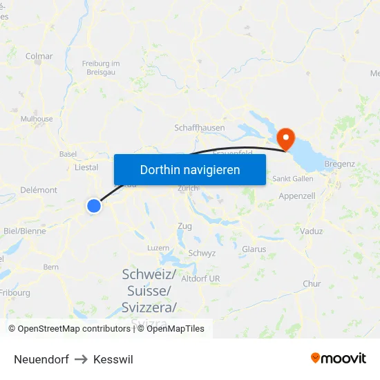 Neuendorf to Kesswil map