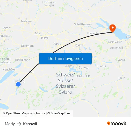 Marly to Kesswil map