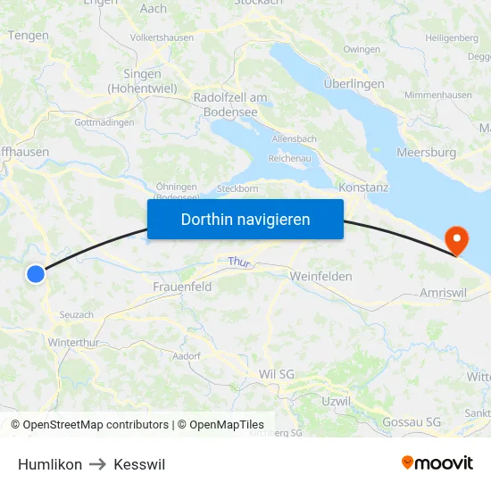 Humlikon to Kesswil map
