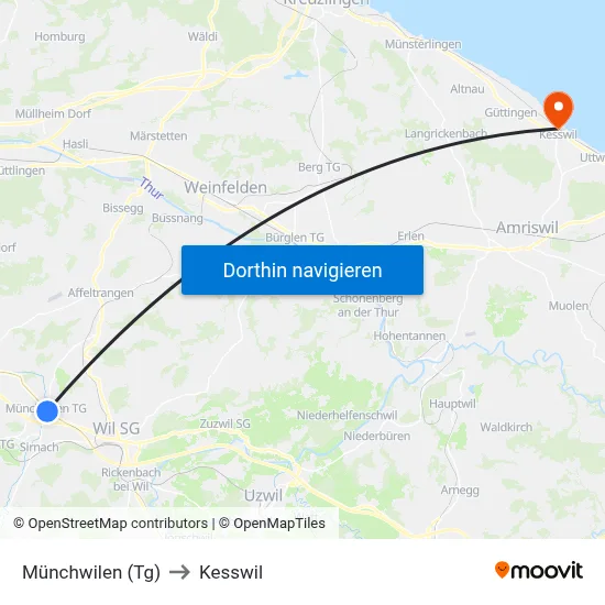 Münchwilen (Tg) to Kesswil map