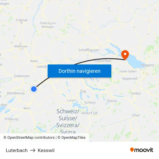 Luterbach to Kesswil map