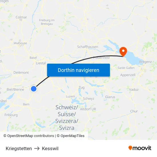Kriegstetten to Kesswil map