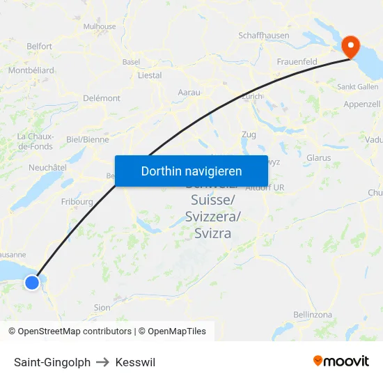 Saint-Gingolph to Kesswil map