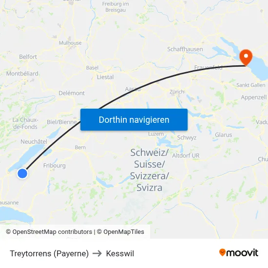 Treytorrens (Payerne) to Kesswil map