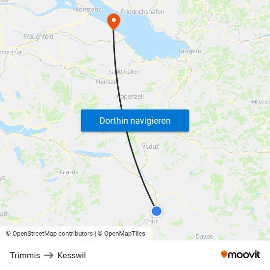 Trimmis to Kesswil map