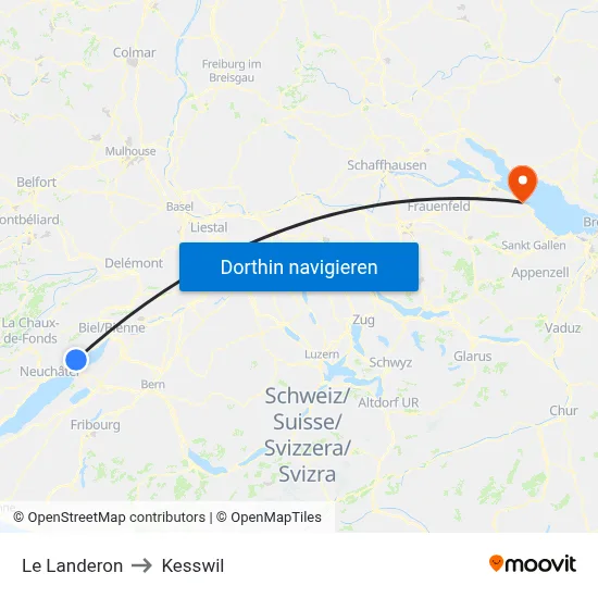 Le Landeron to Kesswil map