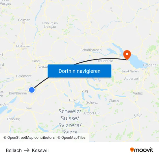 Bellach to Kesswil map