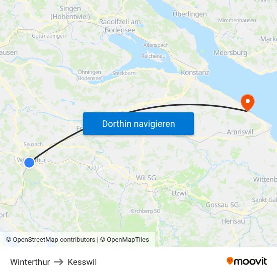 Winterthur to Kesswil map