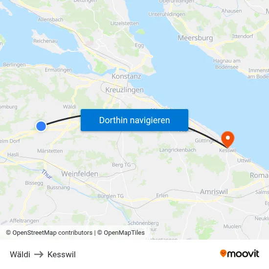 Wäldi to Kesswil map
