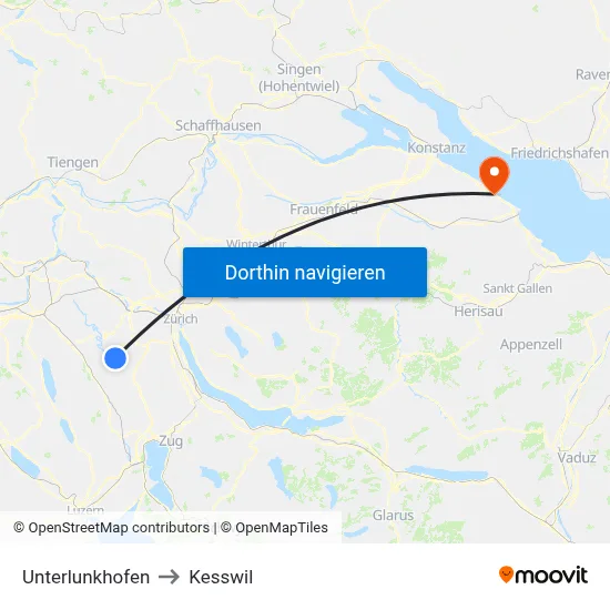 Unterlunkhofen to Kesswil map