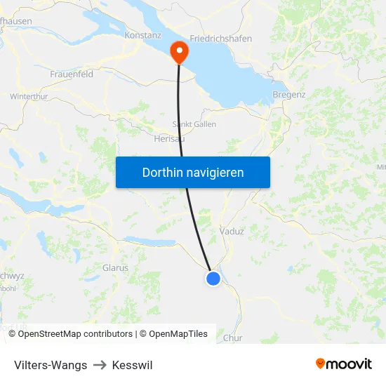 Vilters-Wangs to Kesswil map