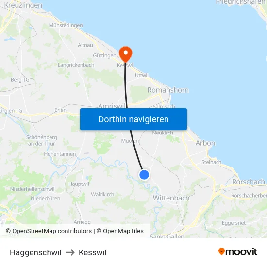 Häggenschwil to Kesswil map