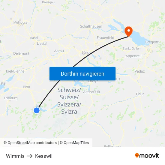 Wimmis to Kesswil map