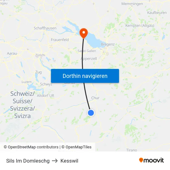 Sils Im Domleschg to Kesswil map