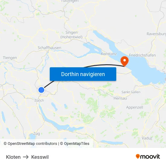 Kloten to Kesswil map