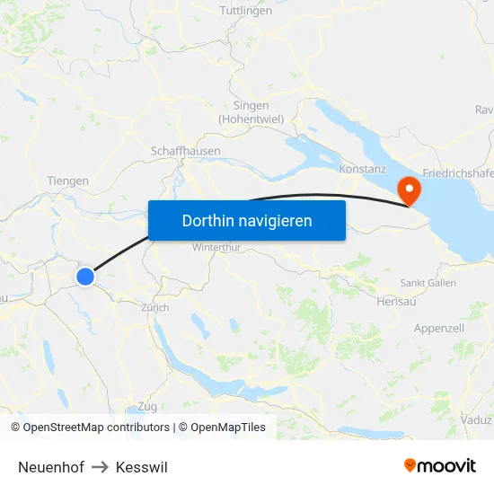 Neuenhof to Kesswil map