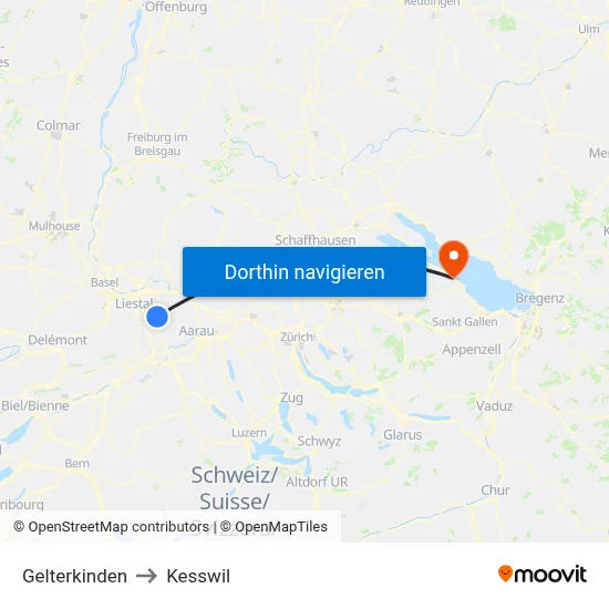 Gelterkinden to Kesswil map