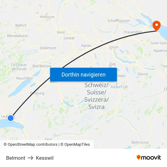 Belmont to Kesswil map